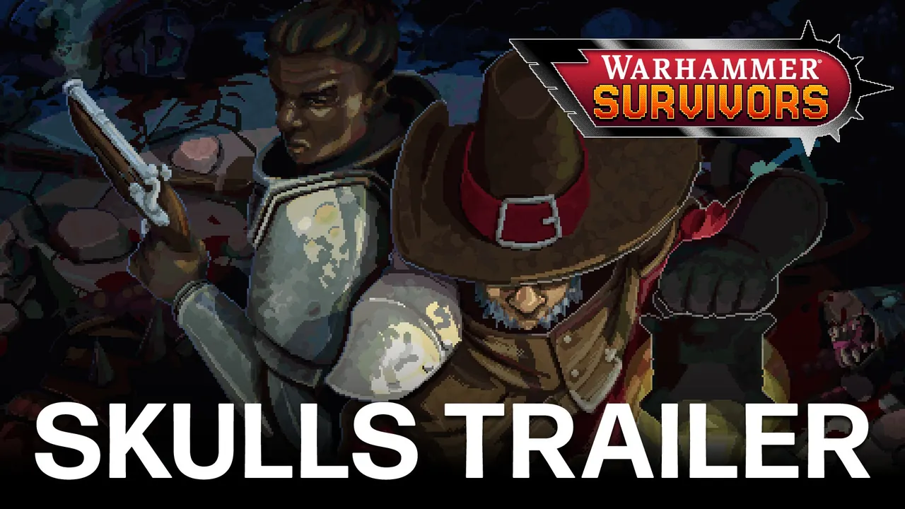 Paint-styled pixel art heroes from the Skulls trailer key art